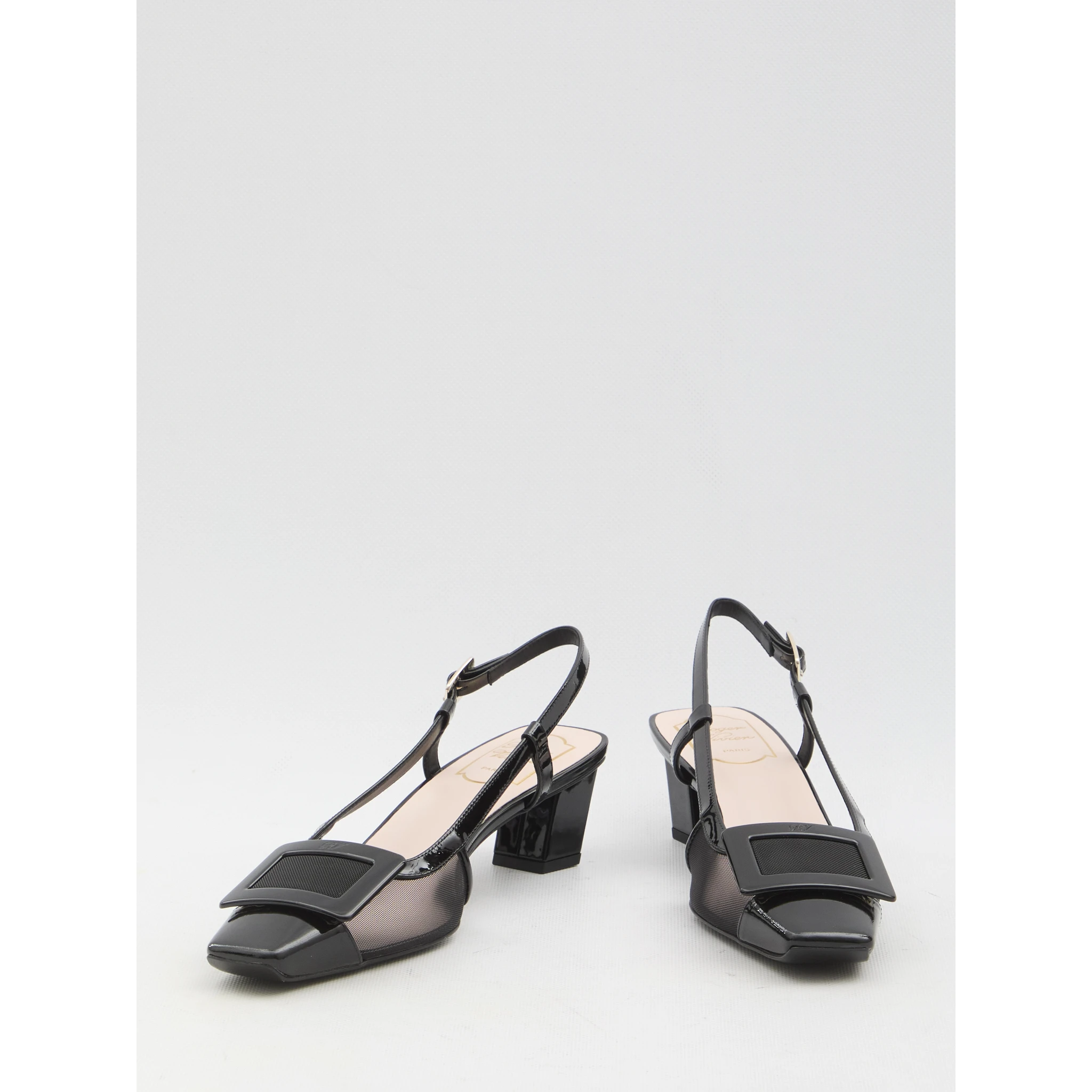 Slingback mesh pumps