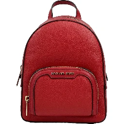Jaycee Mini XS Leather Zip Pocket Backpack Red