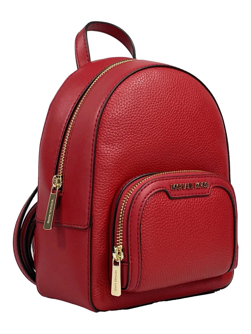 Jaycee Mini XS Leather Zip Pocket Backpack Red