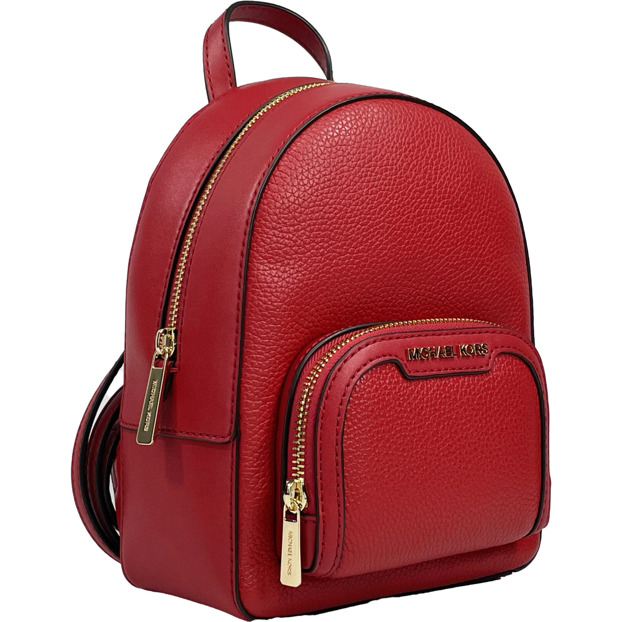 Jaycee Mini XS Leather Zip Pocket Backpack Red