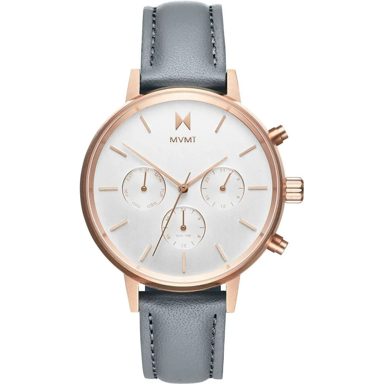Gray Leather Dress Watch