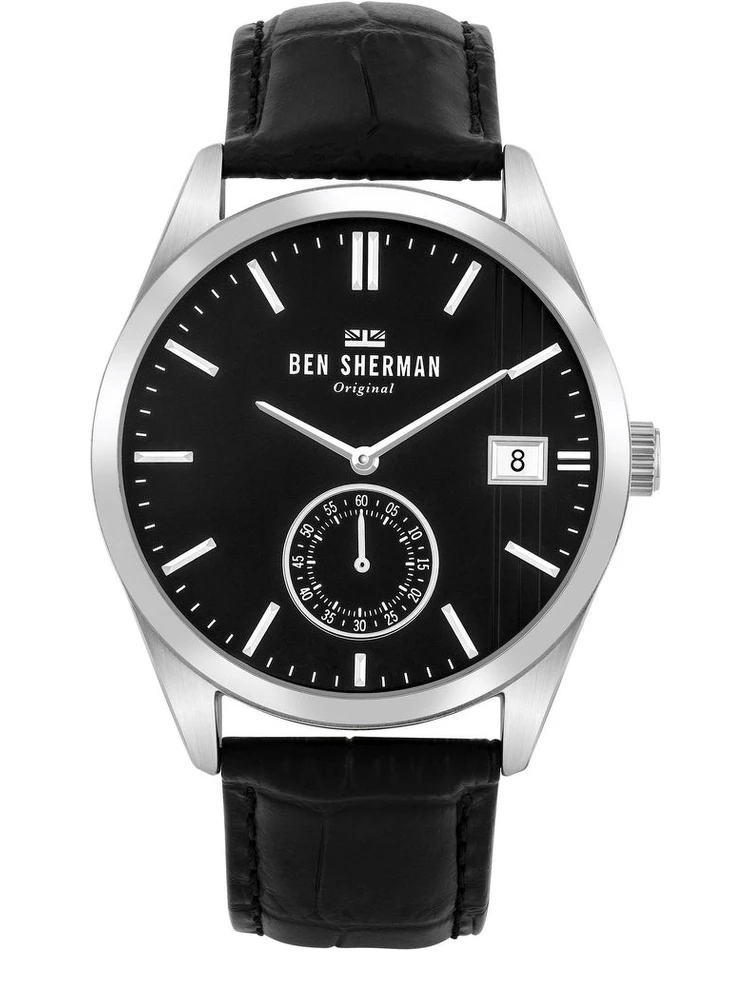 Black Leather Dress Watch