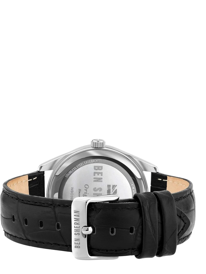 Black Leather Dress Watch