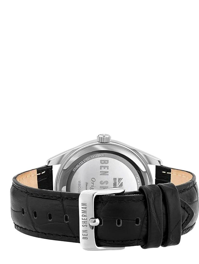 Black Leather Dress Watch