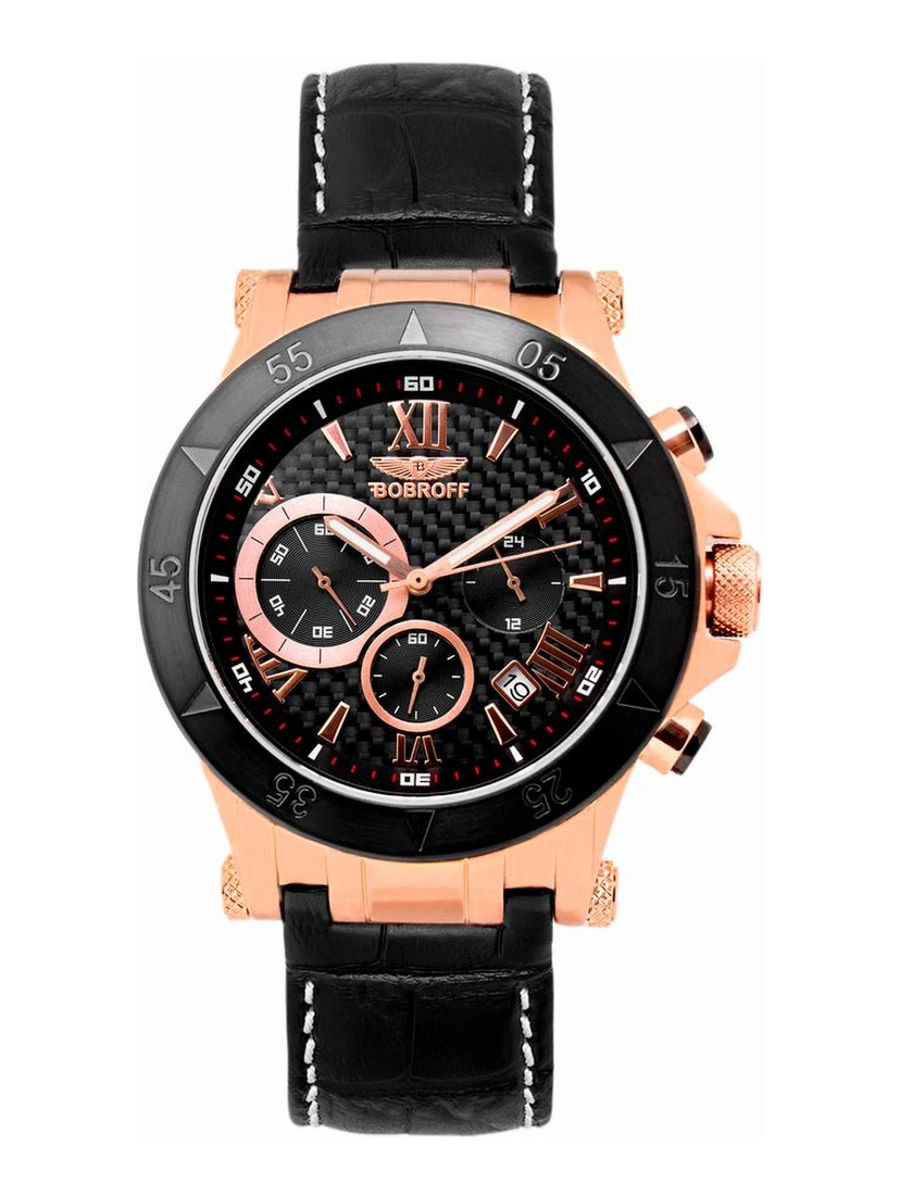 Black Leather Dress Watch