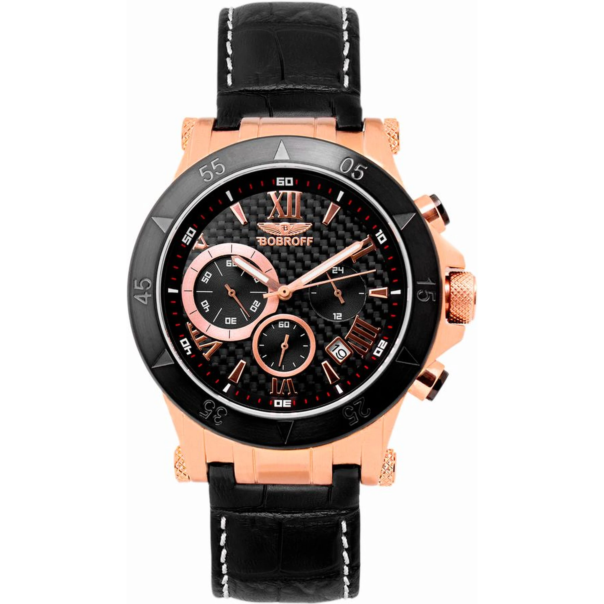 ساعة يد رسمية من الجلد الأسود