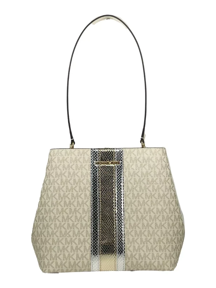 Medium Pratt Bucket Shoulder Bag Purse Pale Gold/Cream