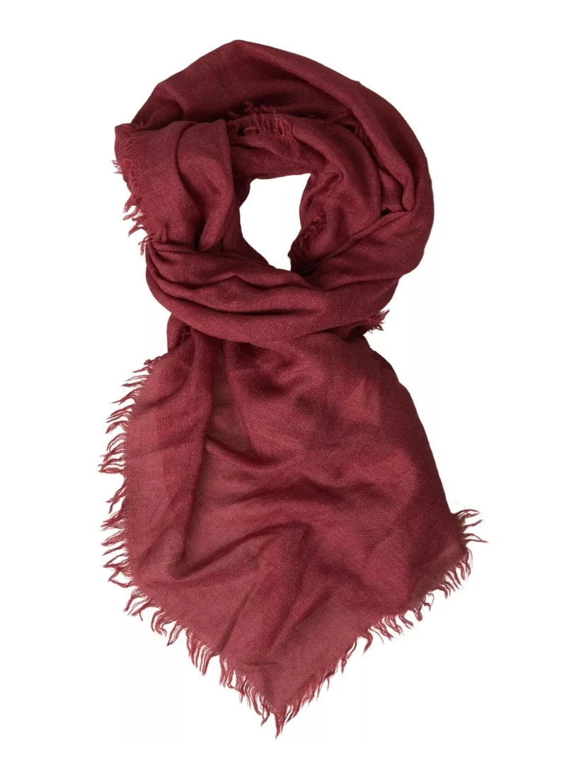 Maroon Cashmere Knit Wrap Shawl Fringe Scarf