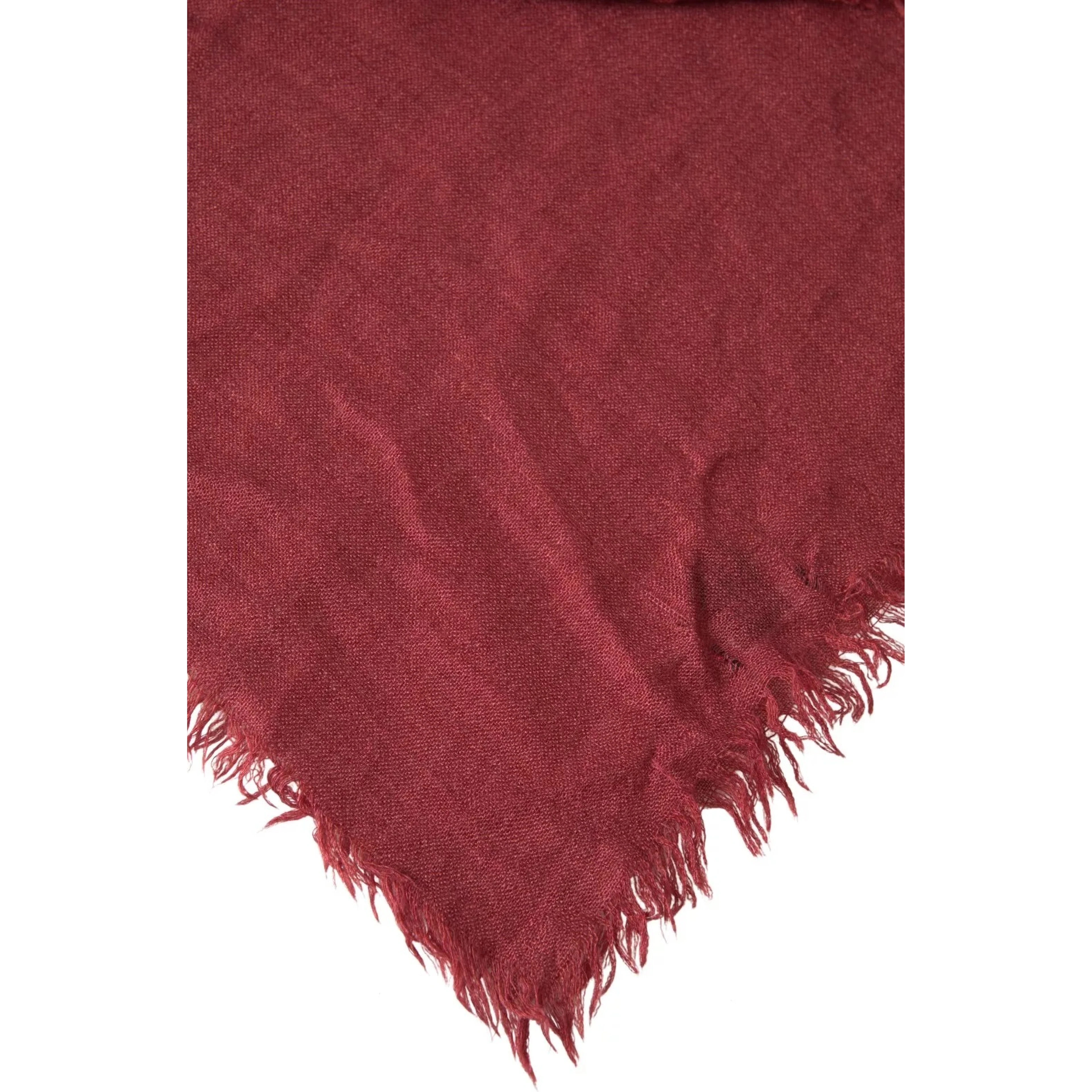 Maroon Cashmere Knit Wrap Shawl Fringe Scarf