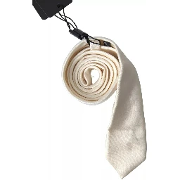 Off White Satin Silk Classic Men Necktie