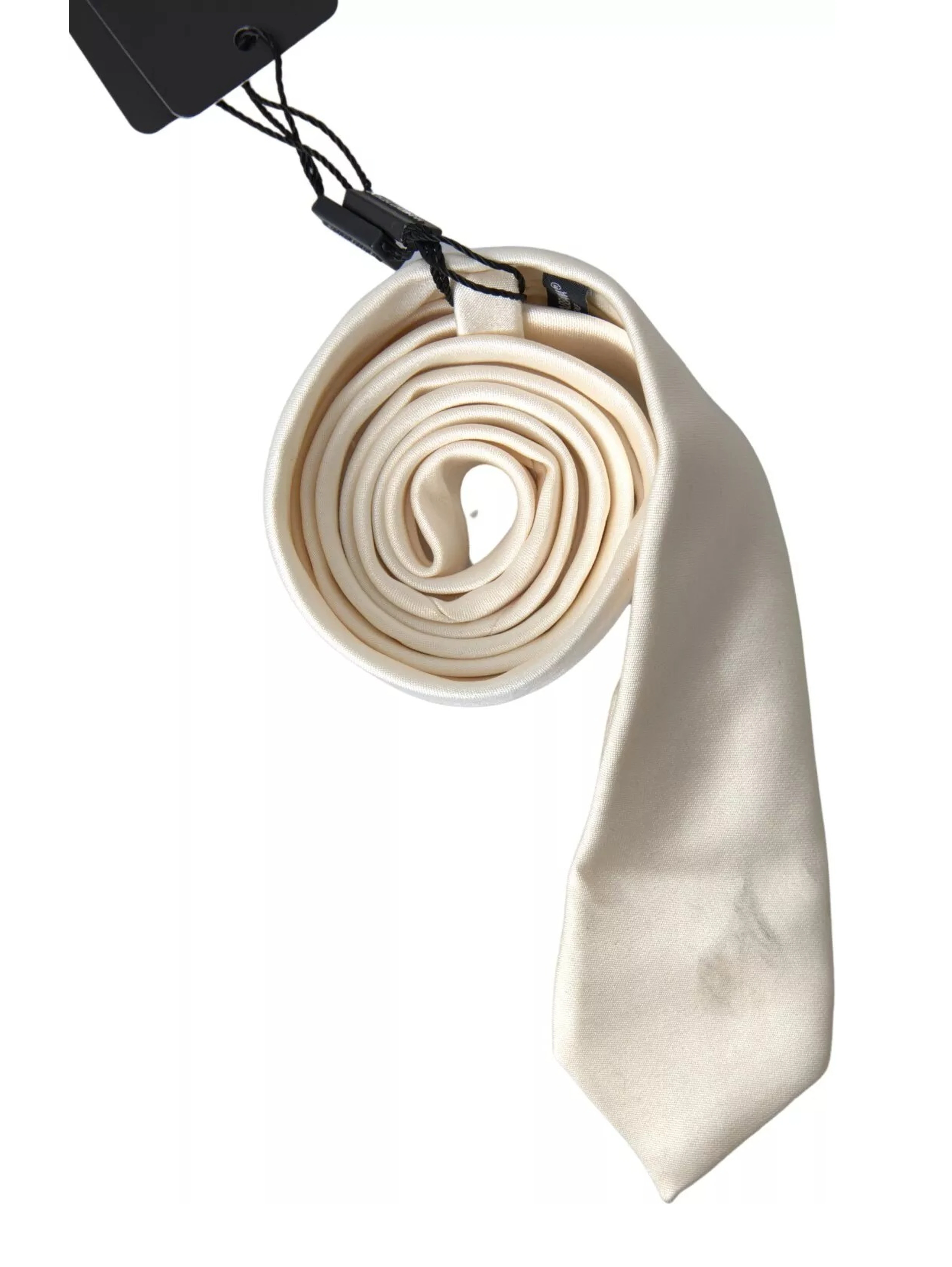 Off White Satin Silk Classic Men Necktie
