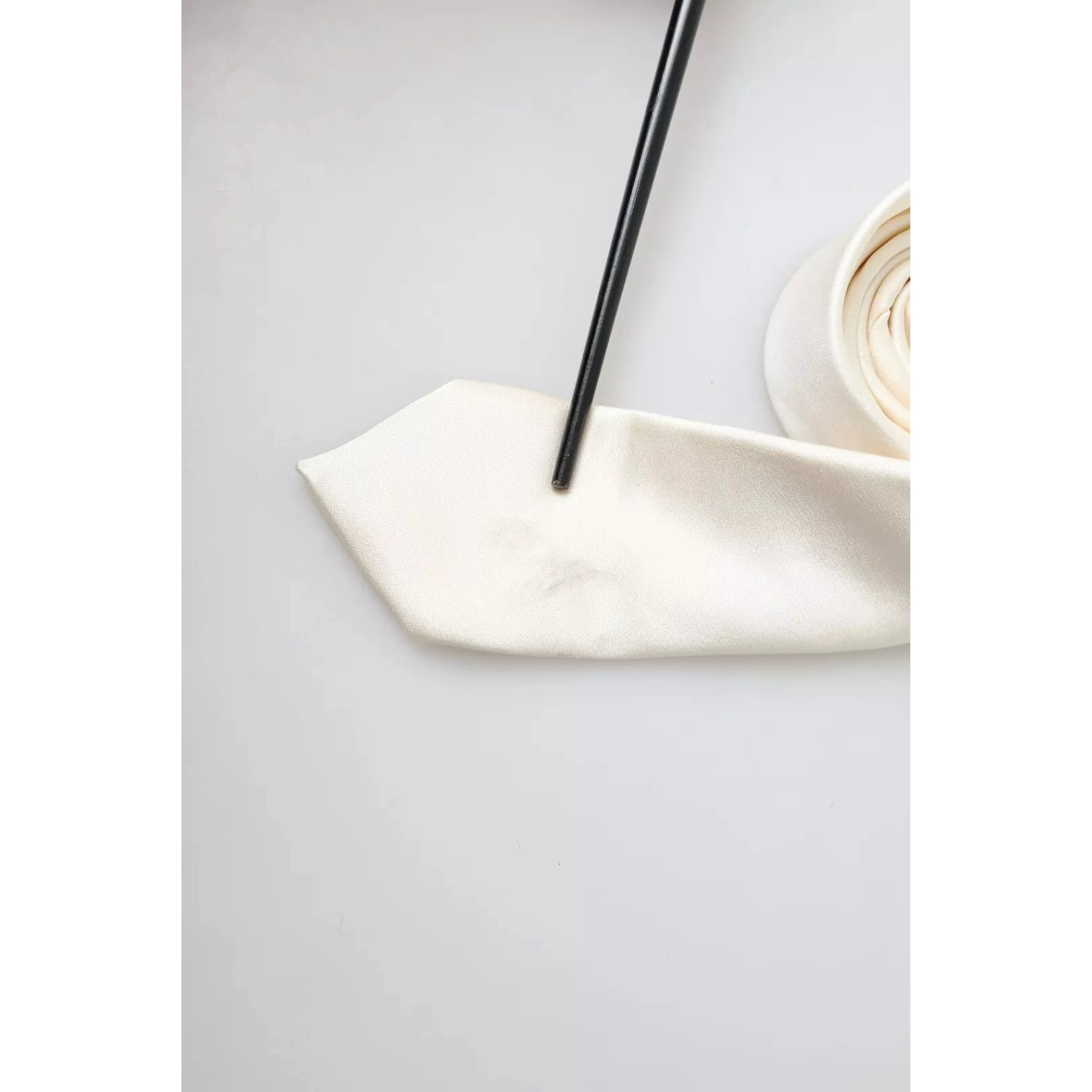 Off White Satin Silk Classic Men Necktie