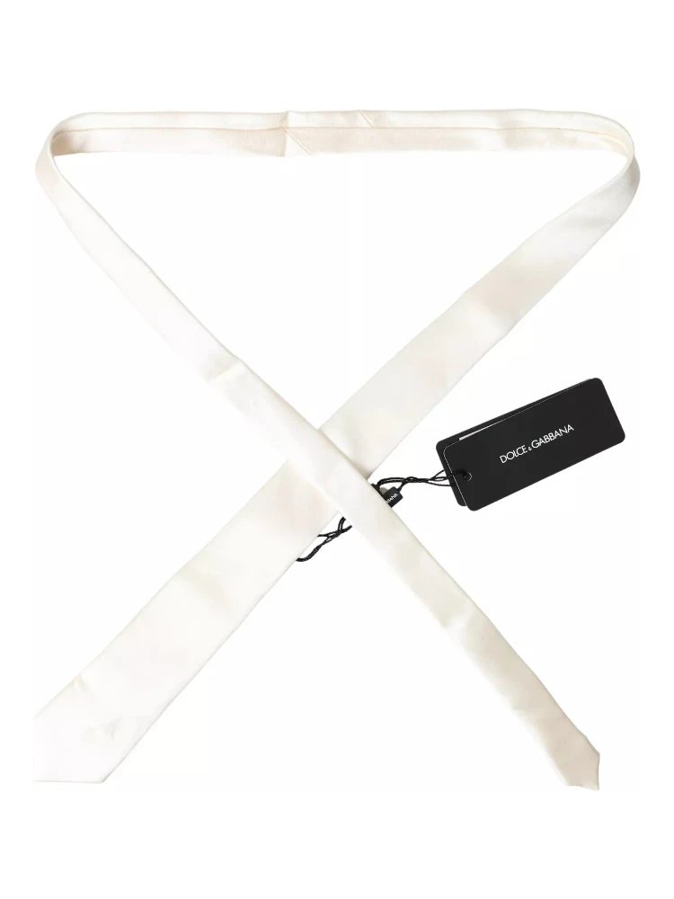 Off White Satin Silk Classic Men Necktie