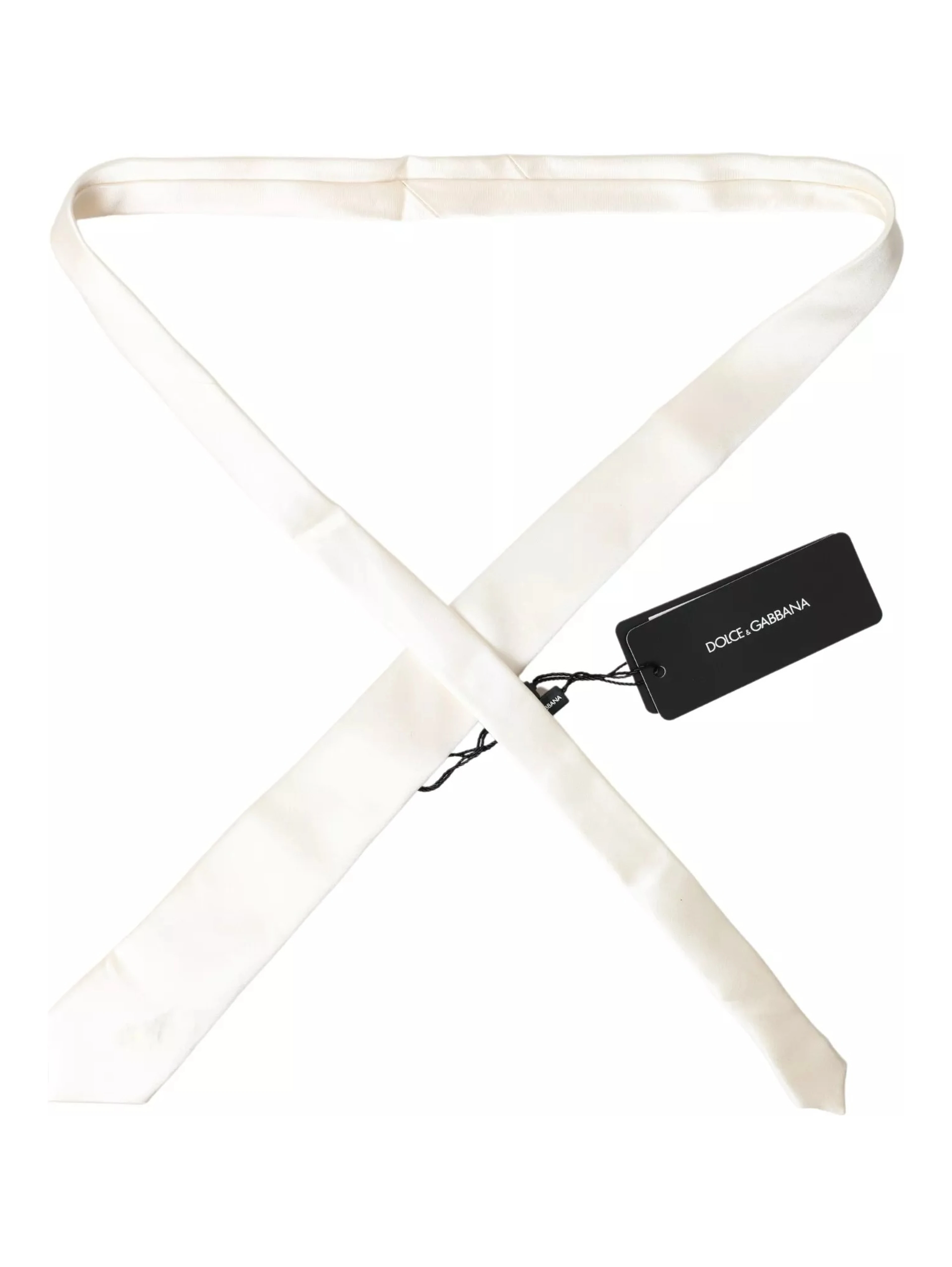 Off White Satin Silk Classic Men Necktie