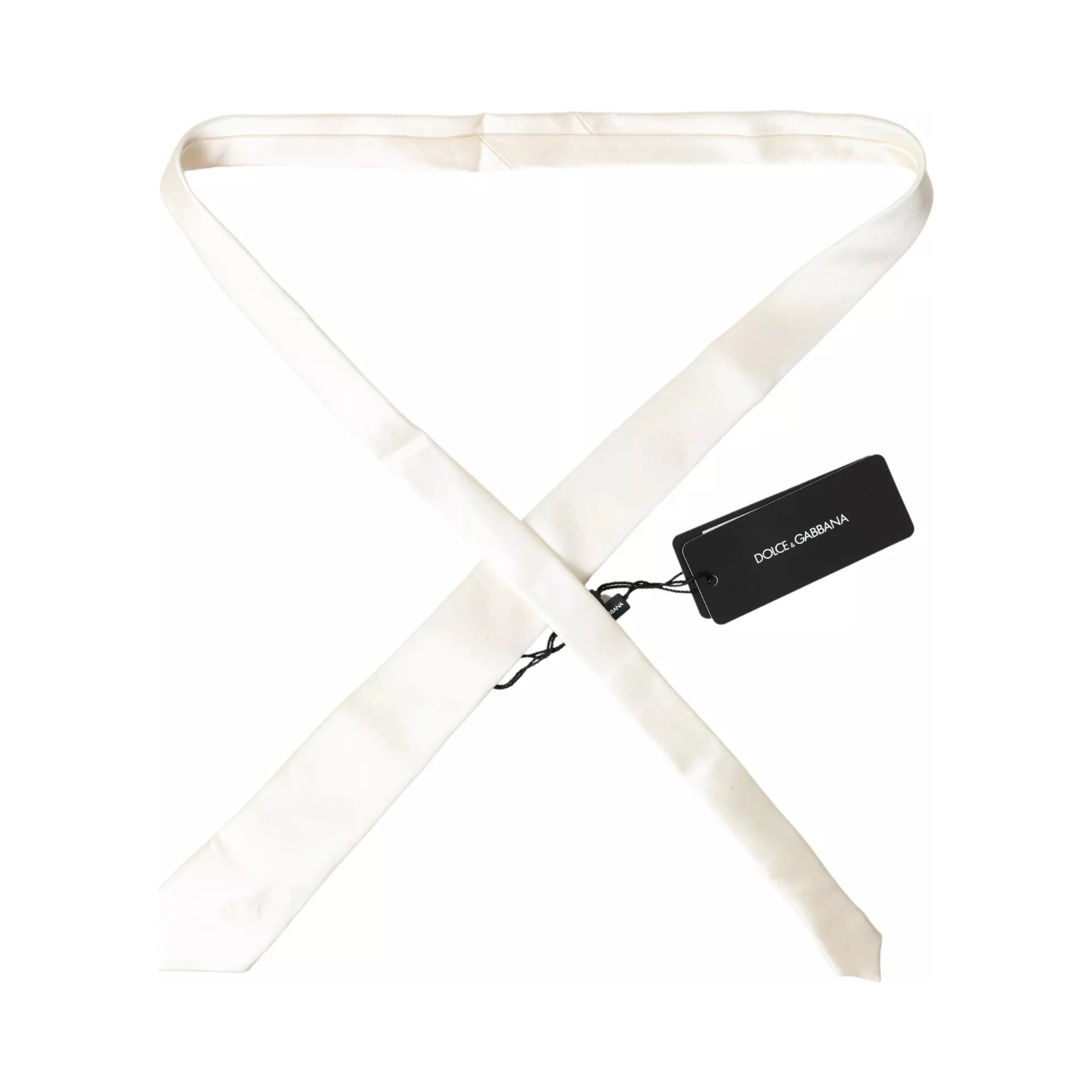 Off White Satin Silk Classic Men Necktie