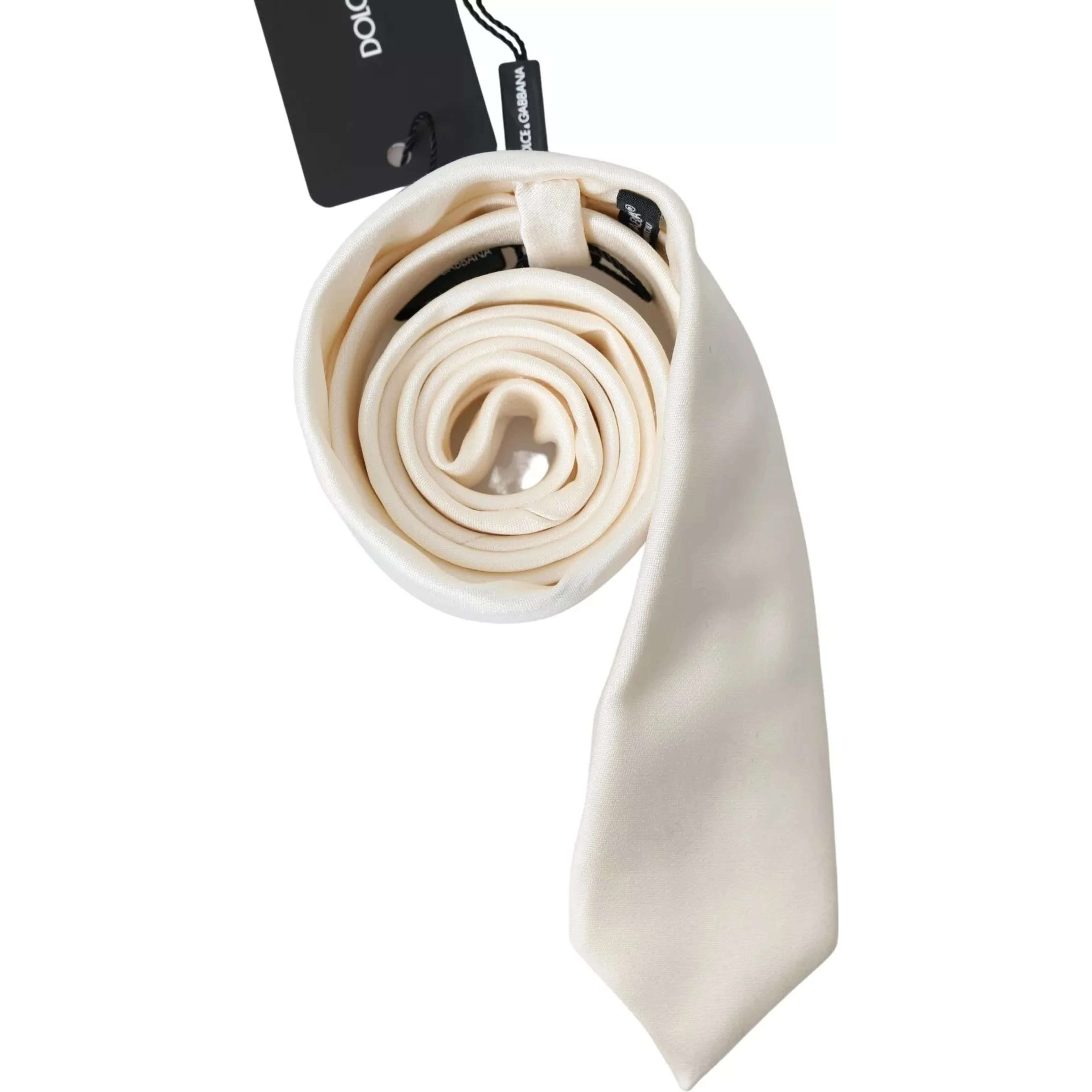 Off White Satin Silk Classic Men Necktie