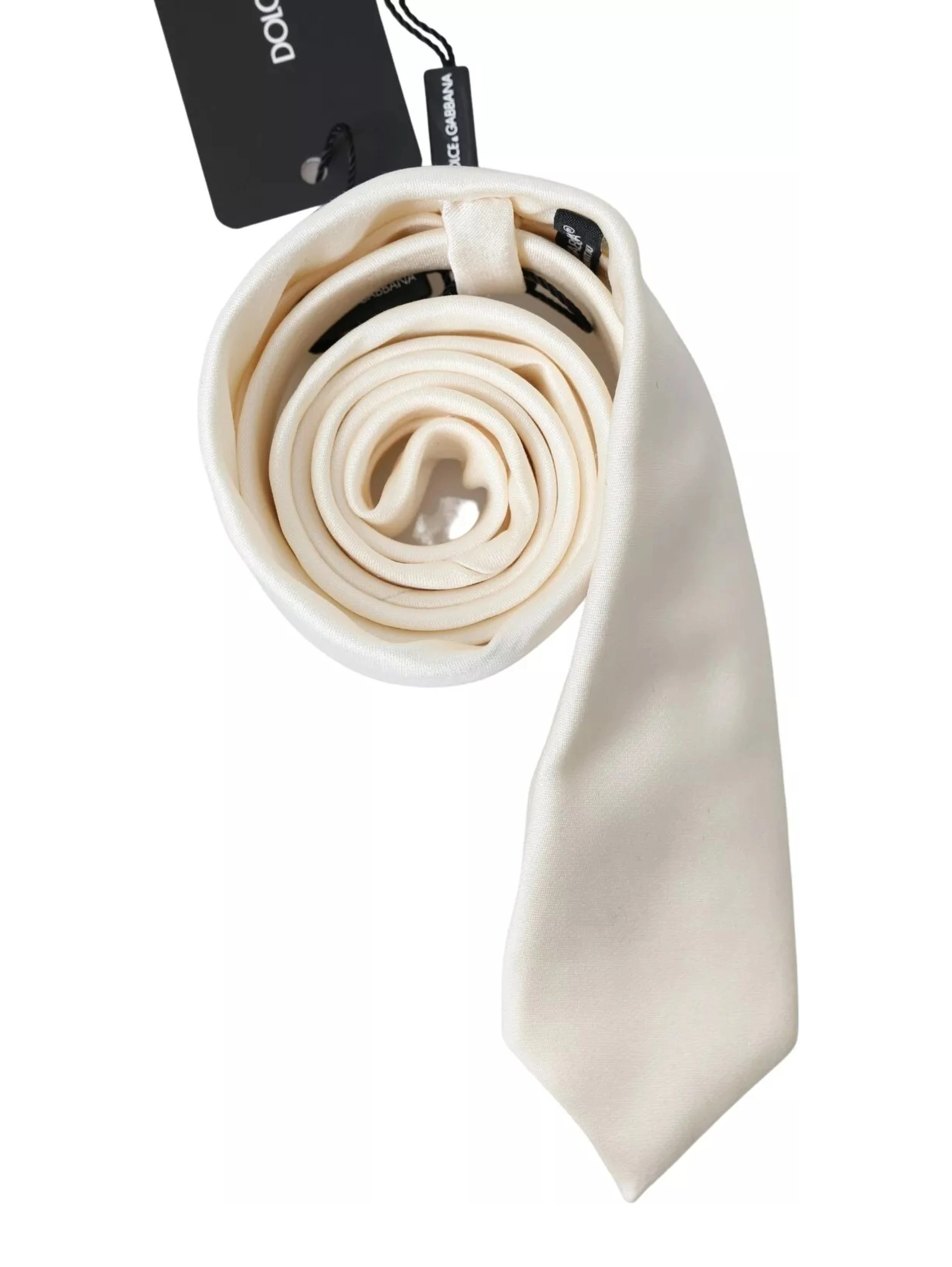 Off White Satin Silk Classic Men Necktie