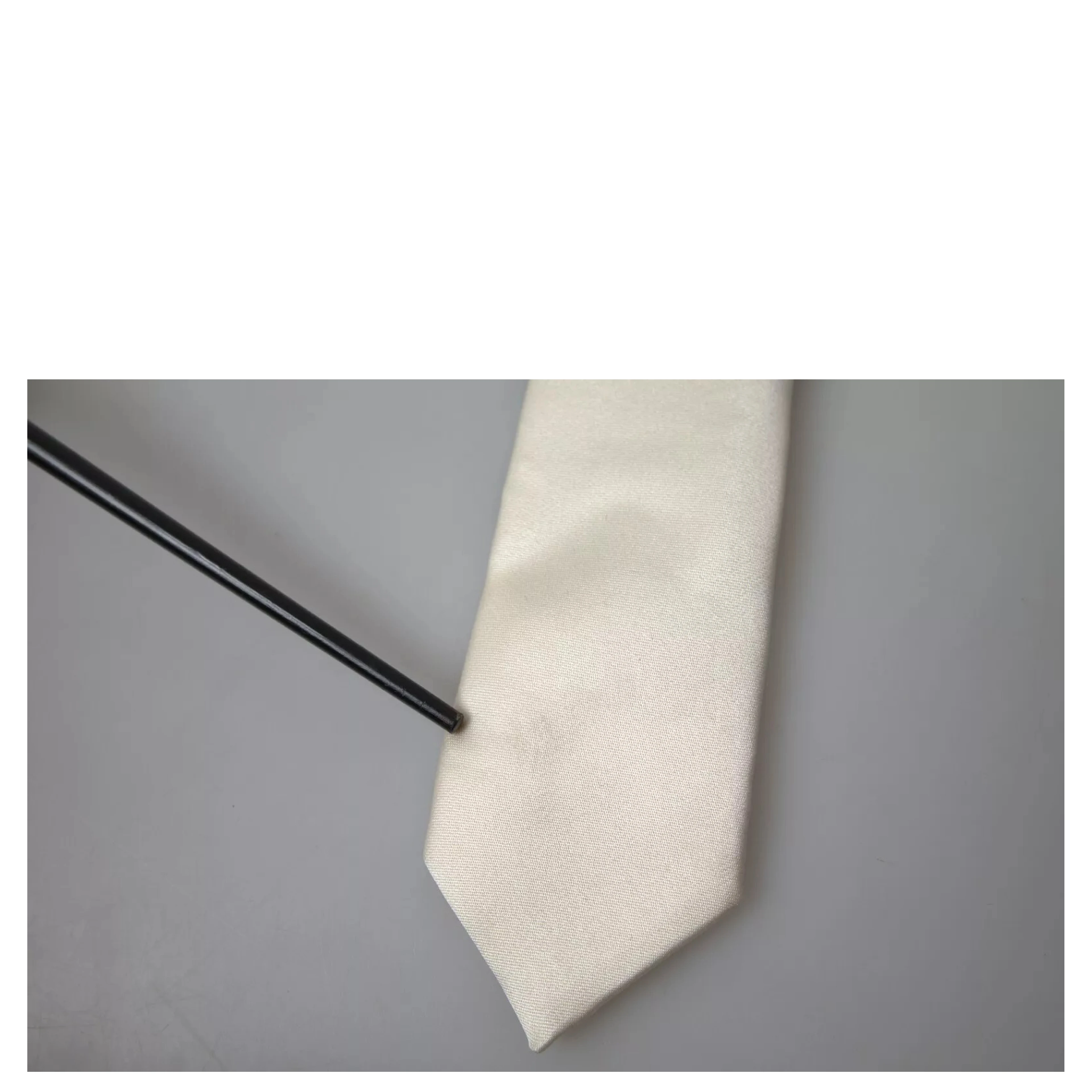Off White Satin Silk Classic Men Necktie