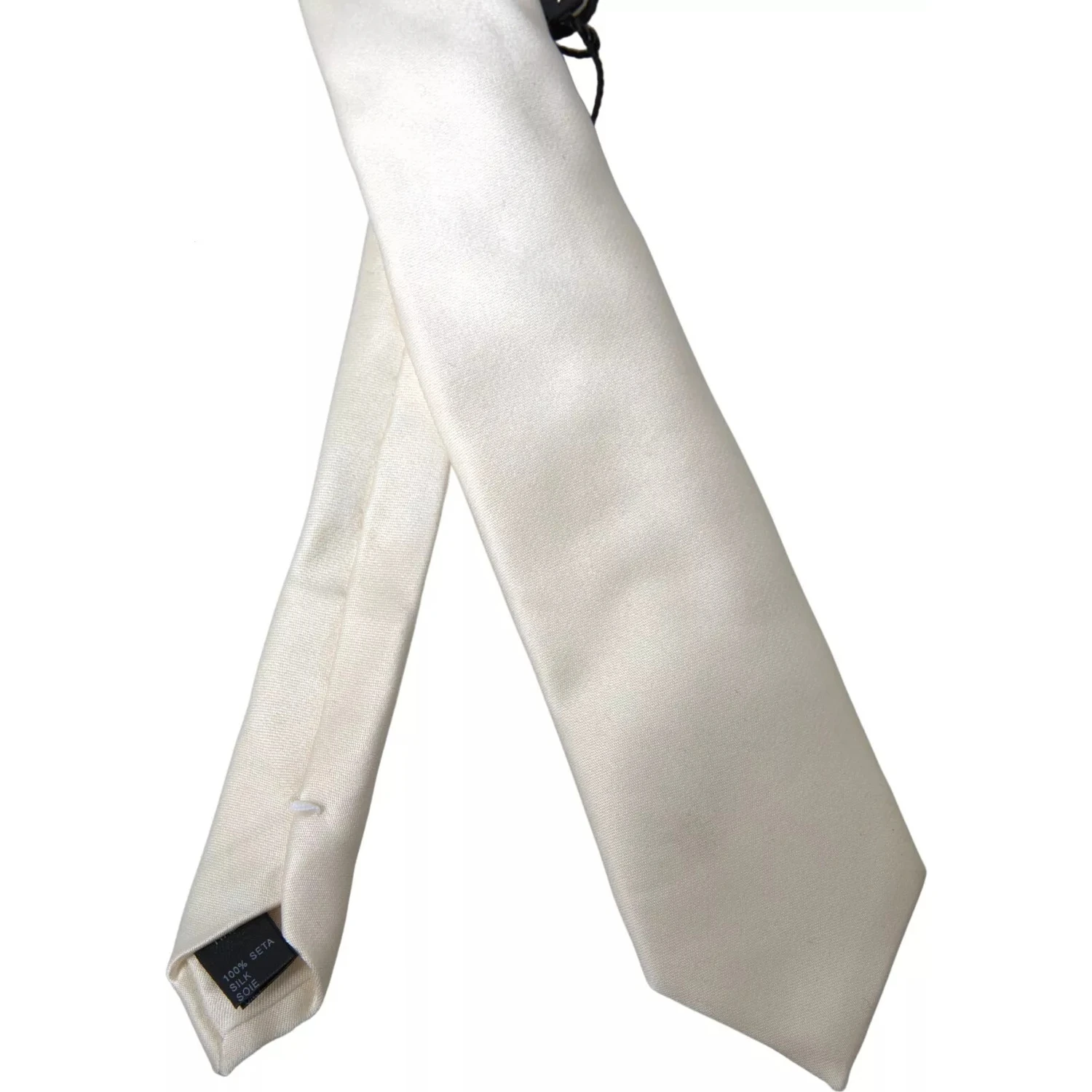 Off White Satin Silk Classic Men Necktie