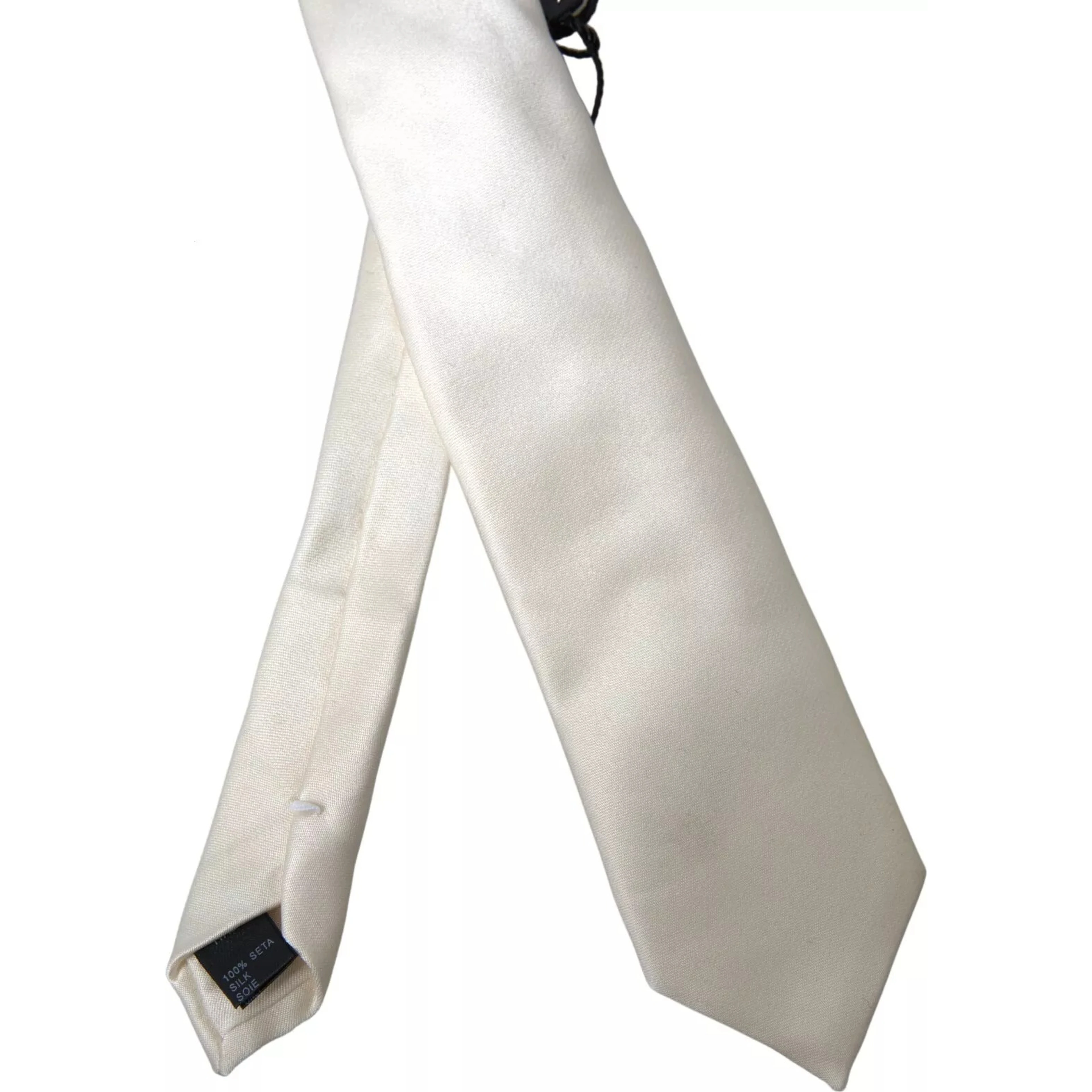 Off White Satin Silk Classic Men Necktie