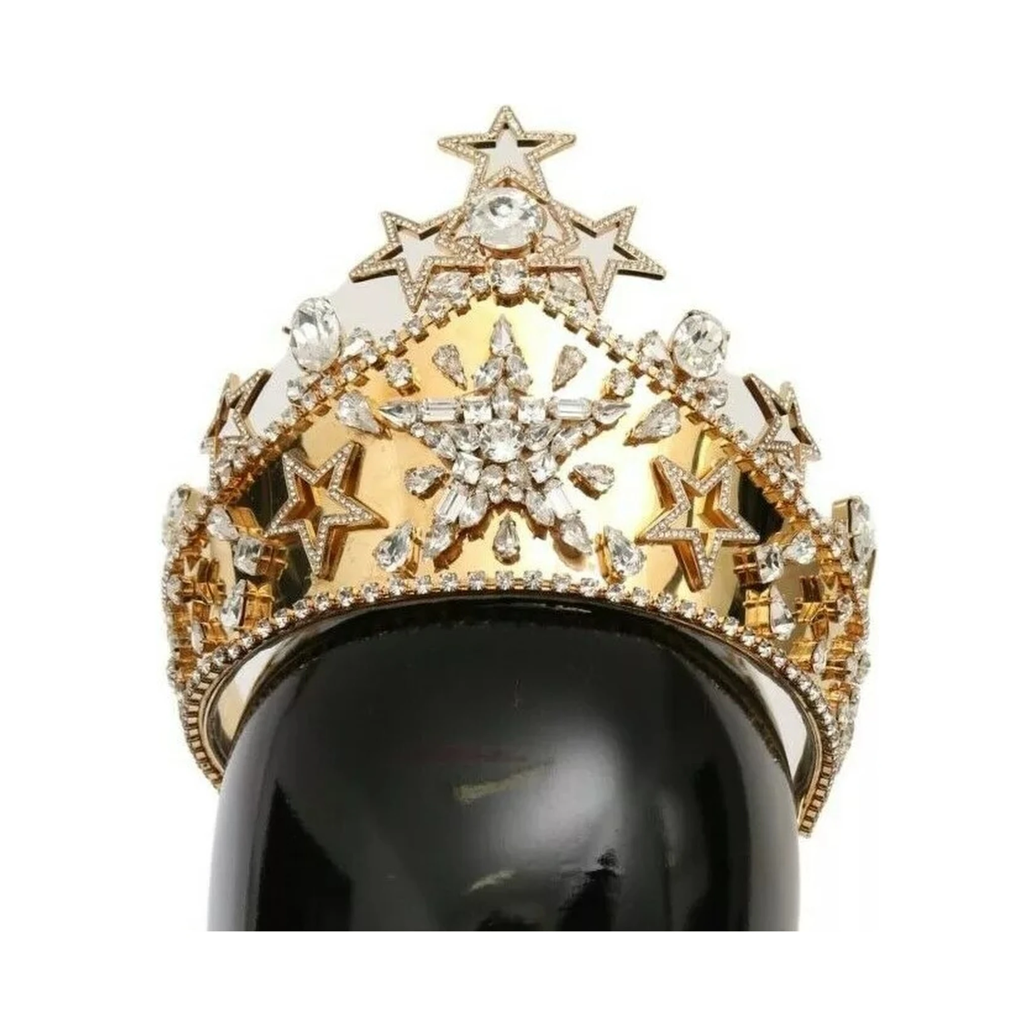 Gold Crystal Star STRASS Crown Logo Tiara Diadem