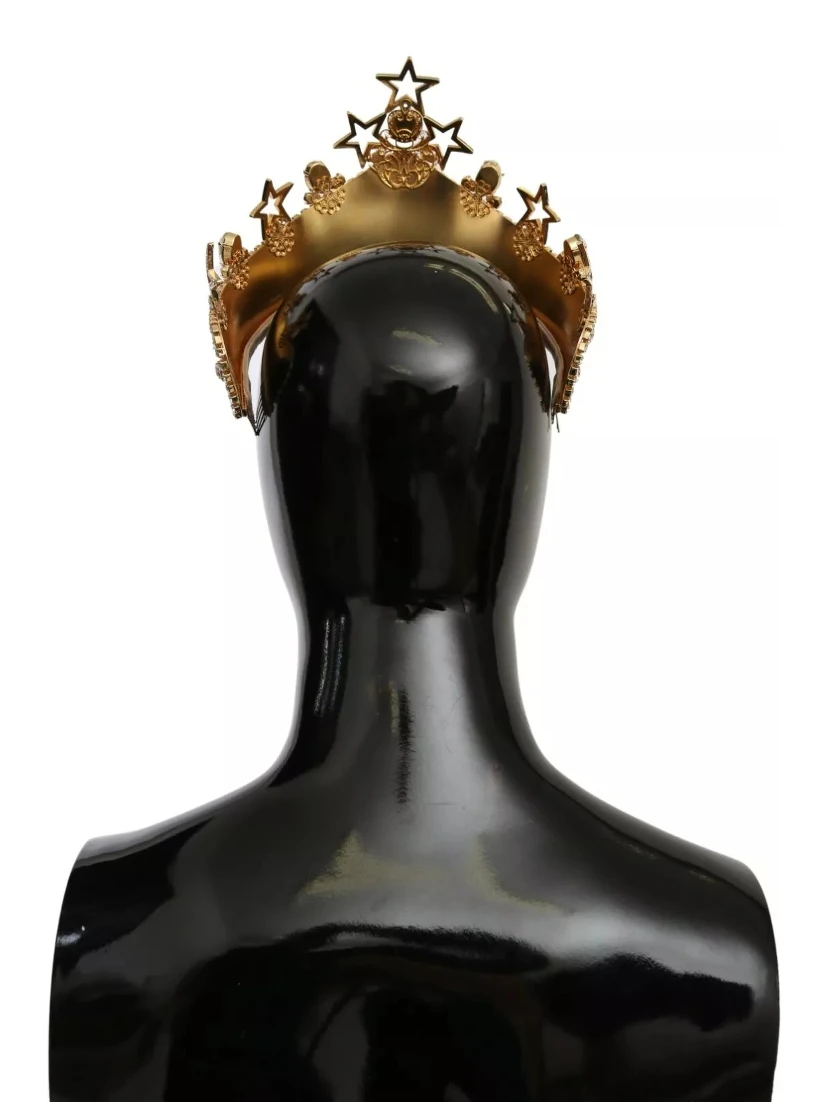 Gold Crystal Star STRASS Crown Logo Tiara Diadem