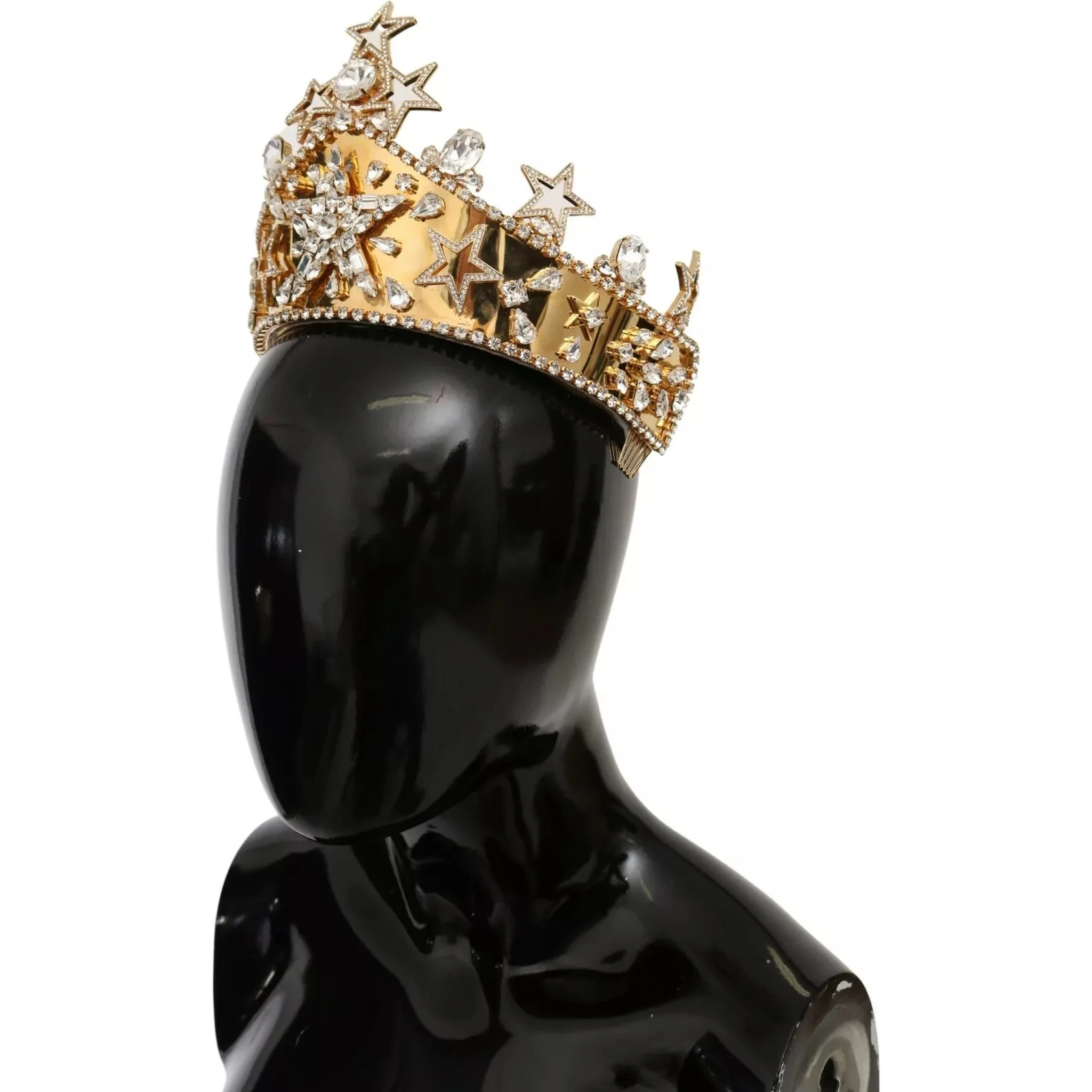 Gold Crystal Star STRASS Crown Logo Tiara Diadem