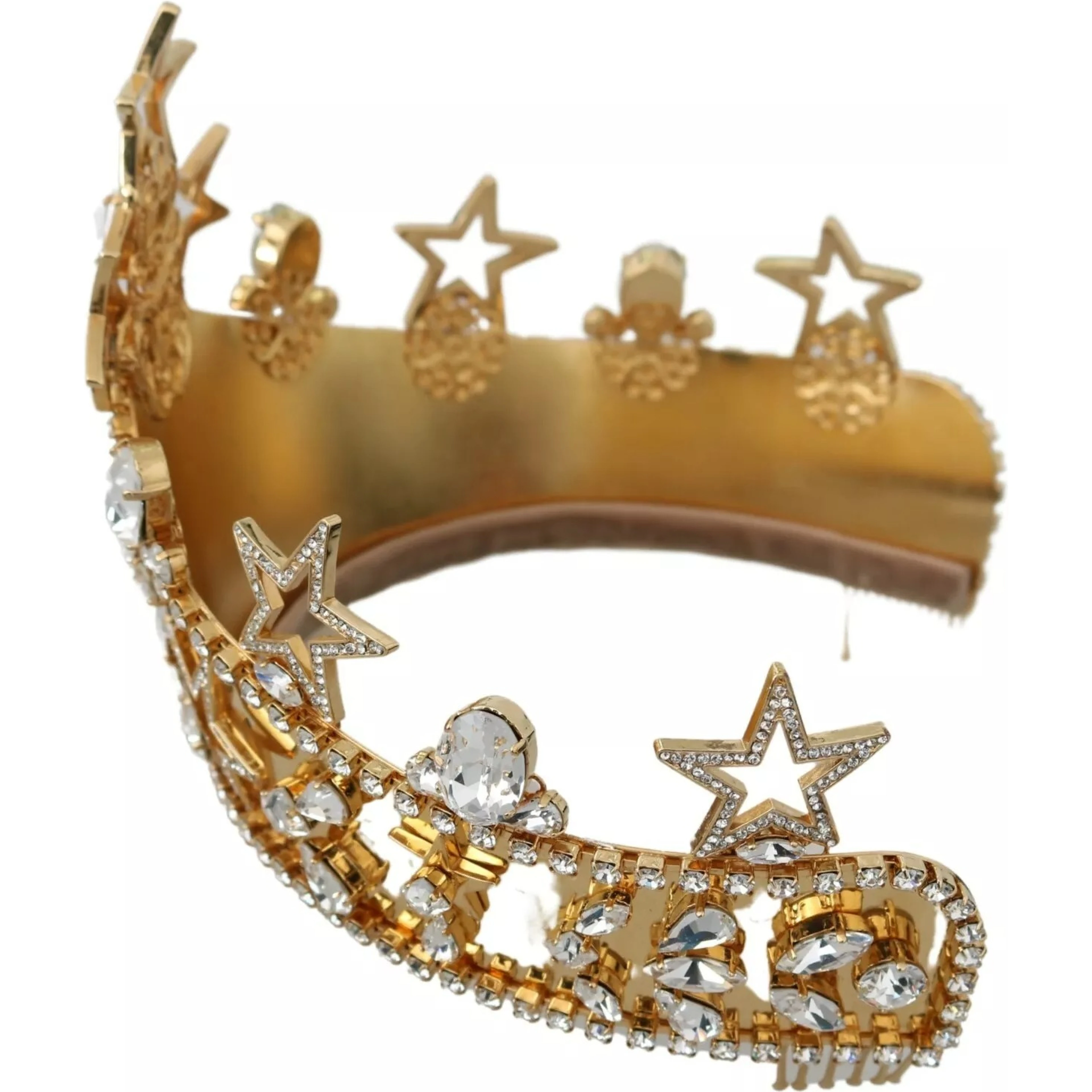 Gold Crystal Star STRASS Crown Logo Tiara Diadem