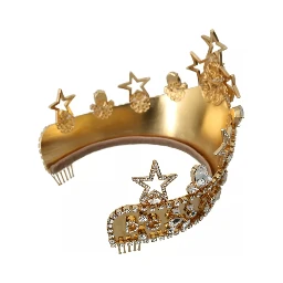 Gold Crystal Star STRASS Crown Logo Tiara Diadem