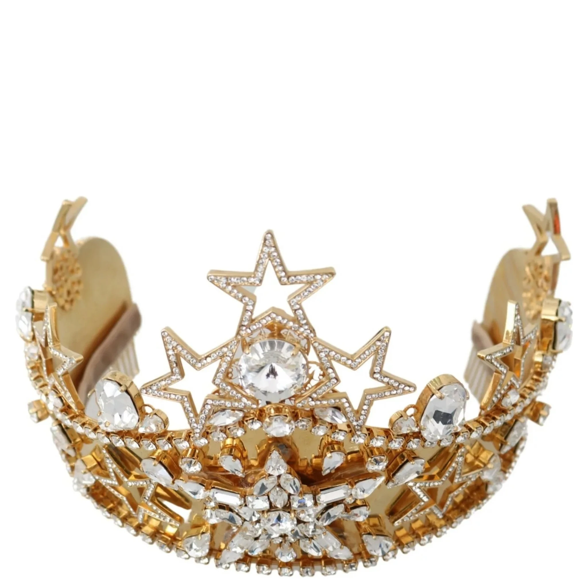 Gold Crystal Star STRASS Crown Logo Tiara Diadem