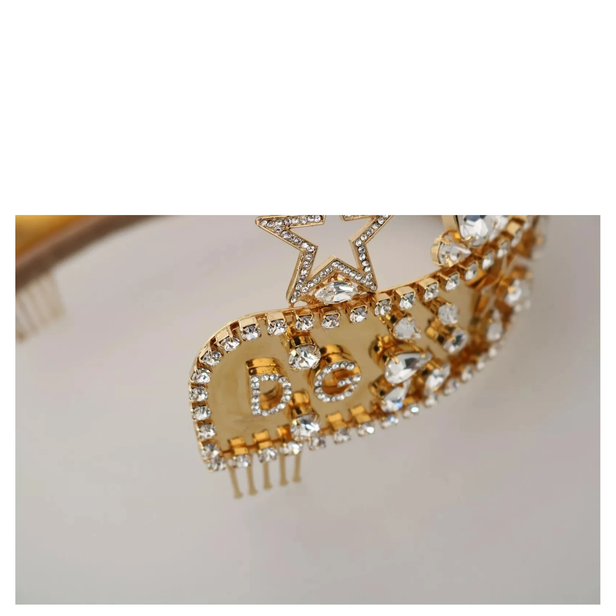 Gold Crystal Star STRASS Crown Logo Tiara Diadem