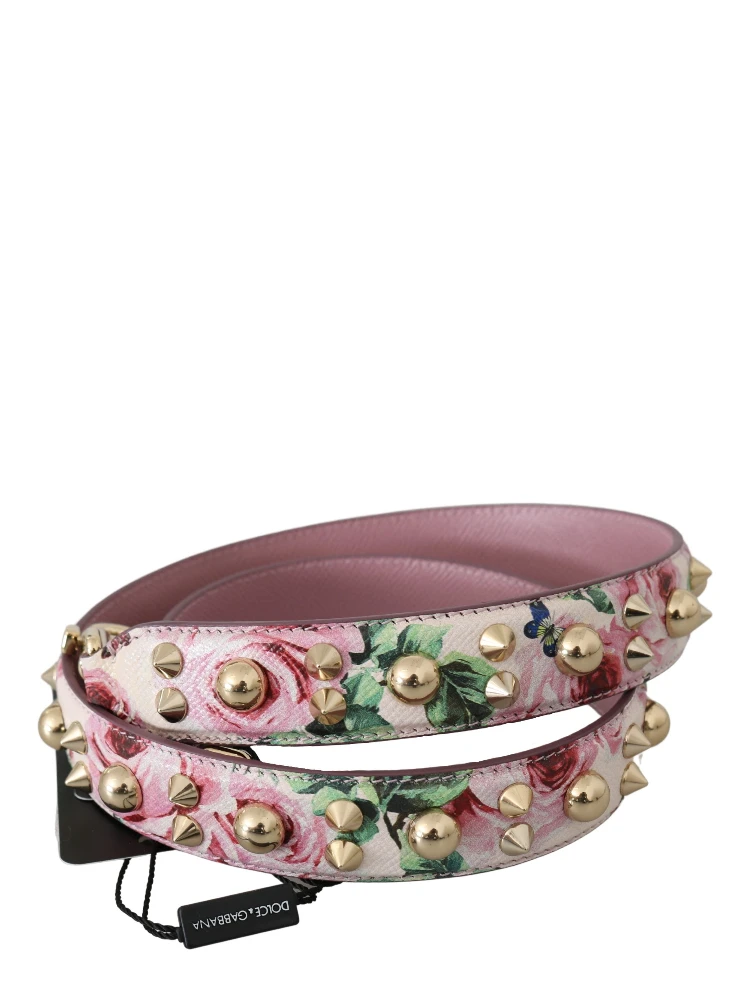 Pink Floral Leather Stud Accessory Shoulder Strap alternative