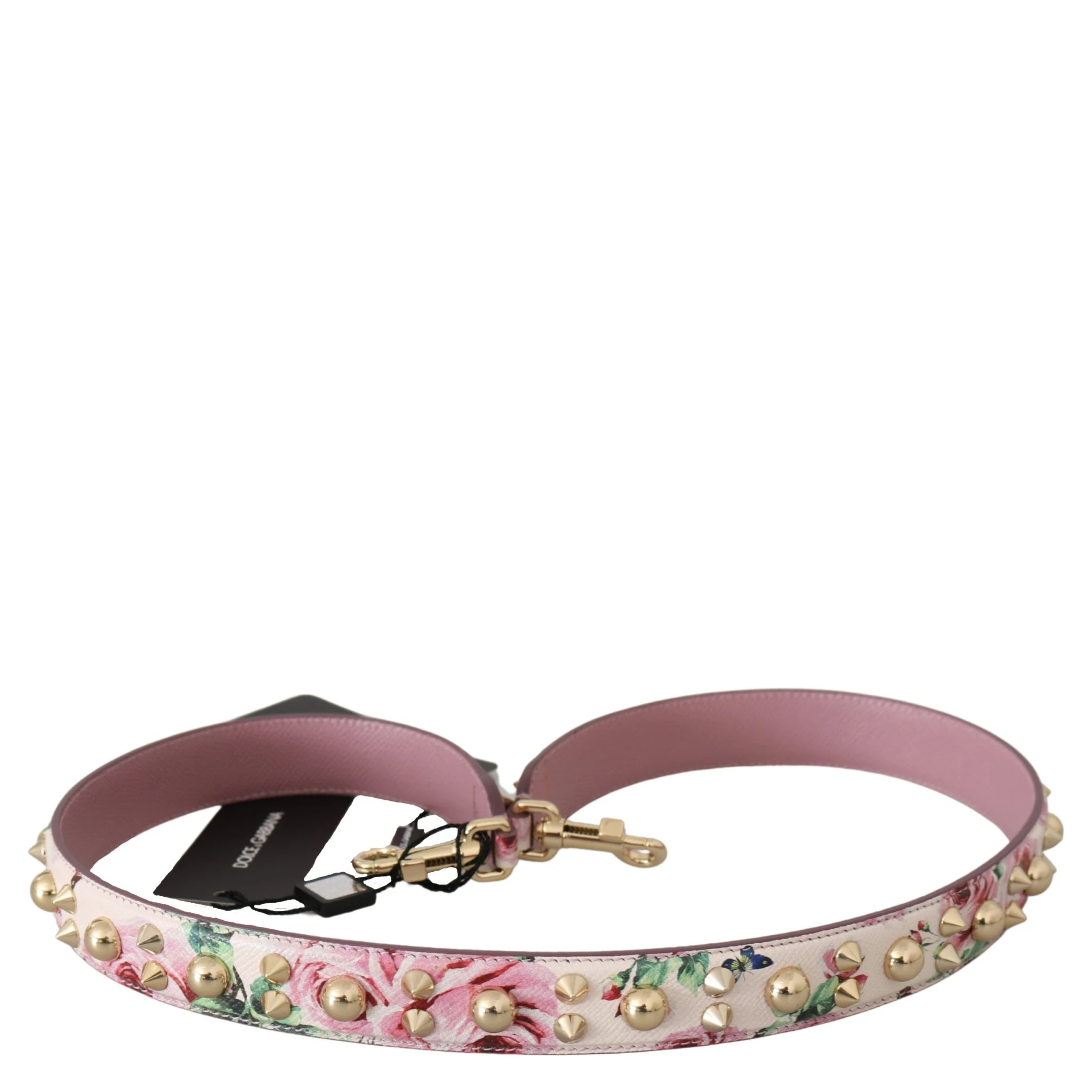 Pink Floral Leather Stud Accessory Shoulder Strap
