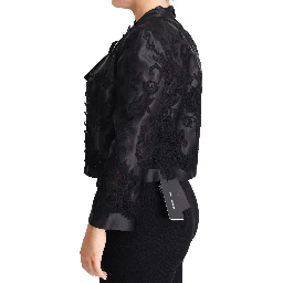 Black Lace Sheer Corset Organza Silk Jacket
