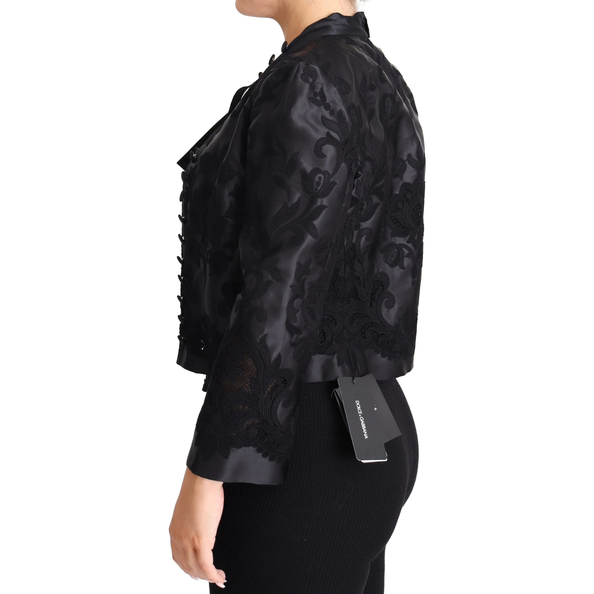 Black Lace Sheer Corset Organza Silk Jacket