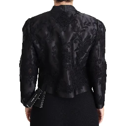 Black Lace Sheer Corset Organza Silk Jacket