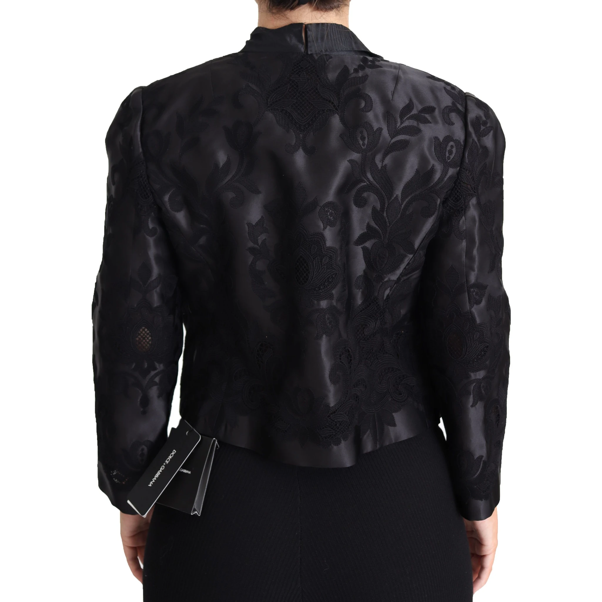 Black Lace Sheer Corset Organza Silk Jacket