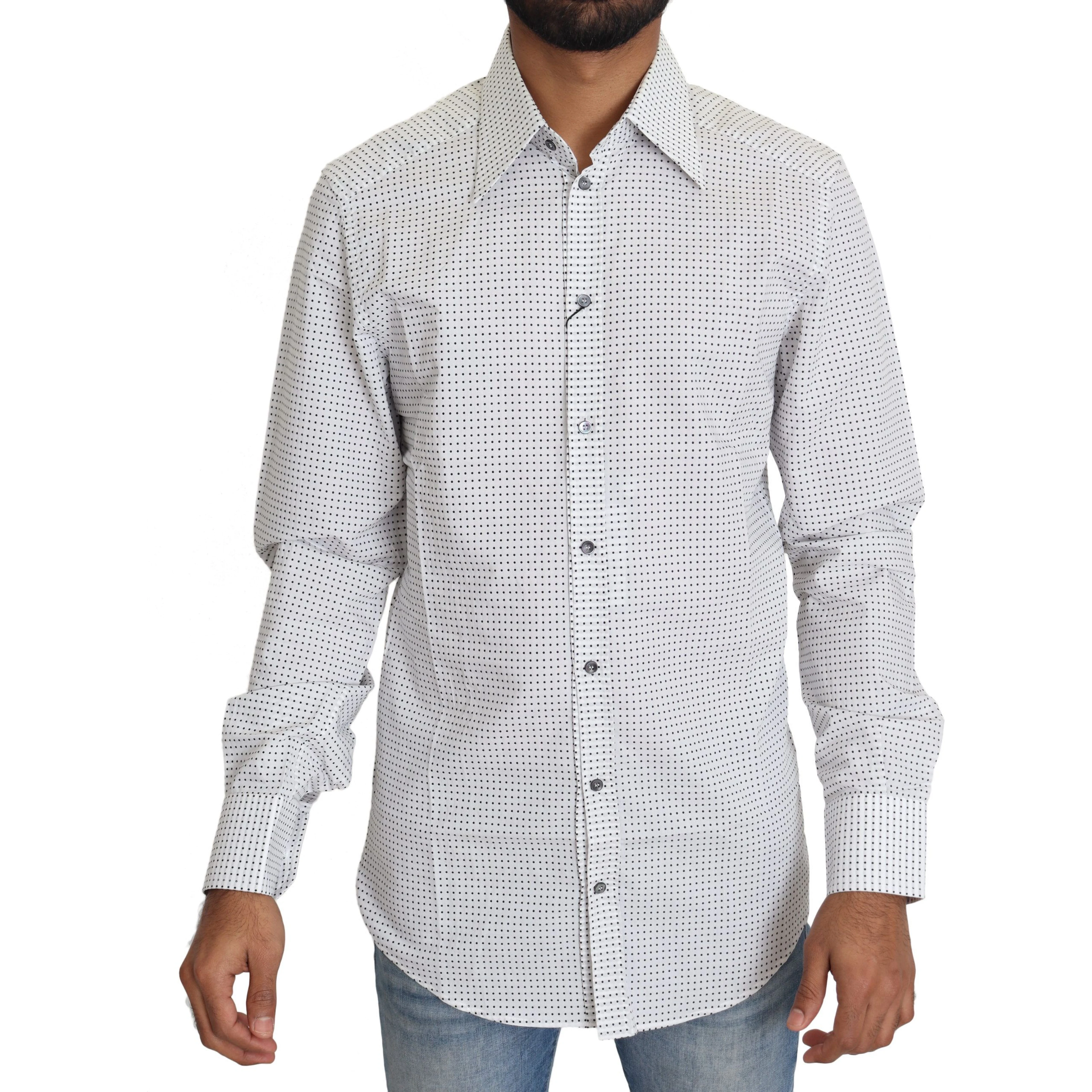 Black White Polka Dots Dress Shirt