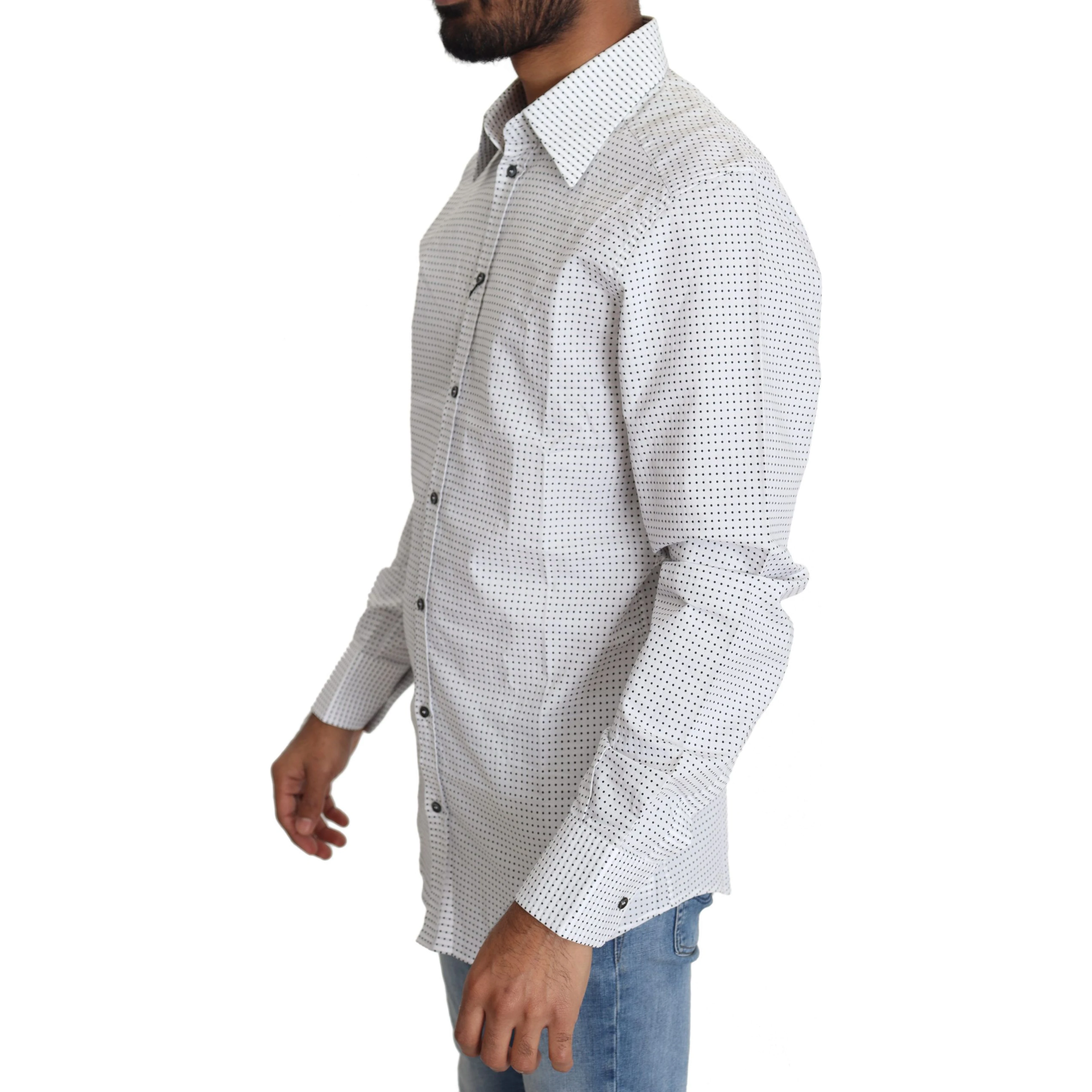 Black White Polka Dots Dress Shirt