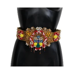 Embellished Floral Crystal Wide Waist Carretto Belt