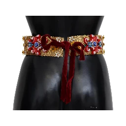 Embellished Floral Crystal Wide Waist Carretto Belt