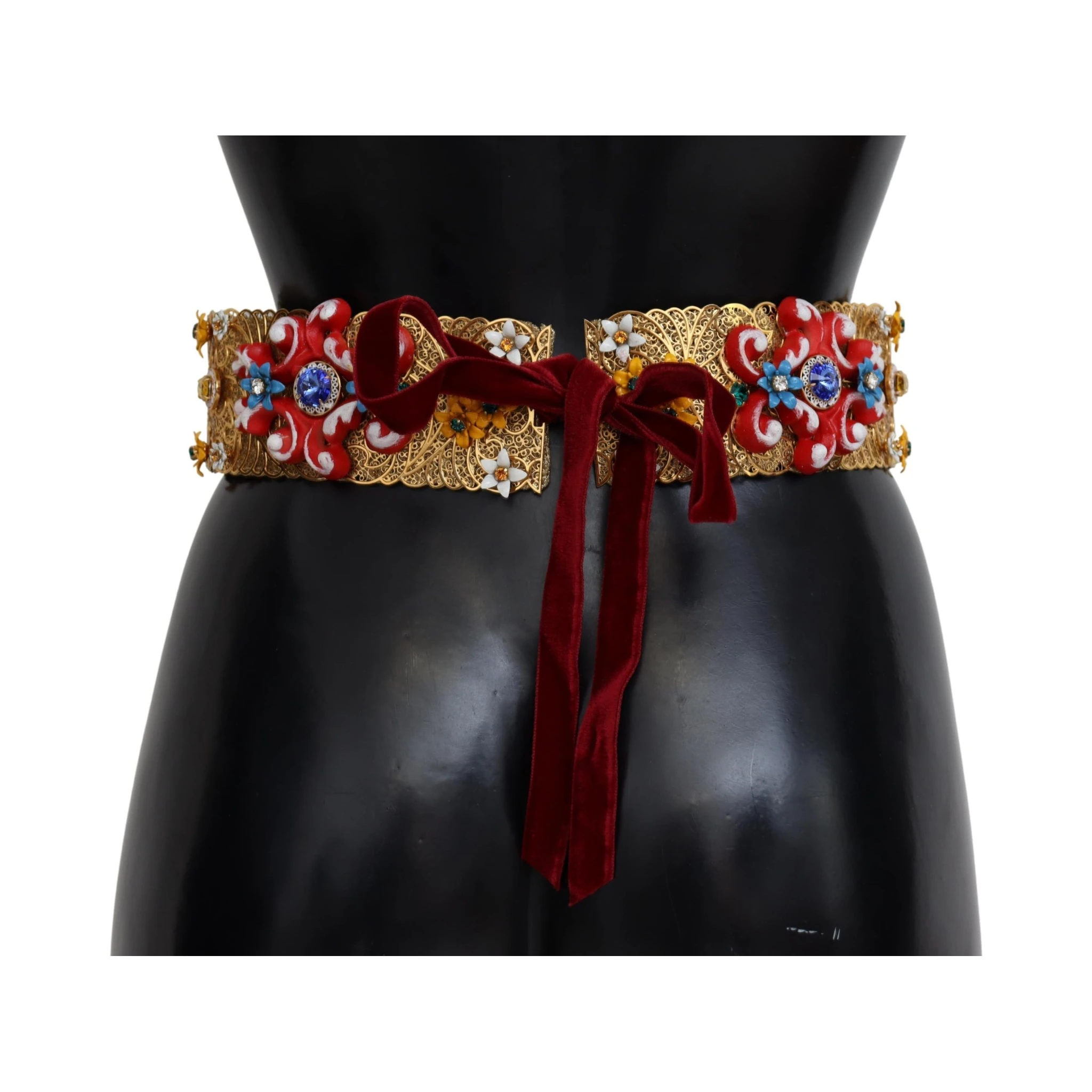 Embellished Floral Crystal Wide Waist Carretto Belt