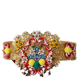 Embellished Floral Crystal Wide Waist Carretto Belt