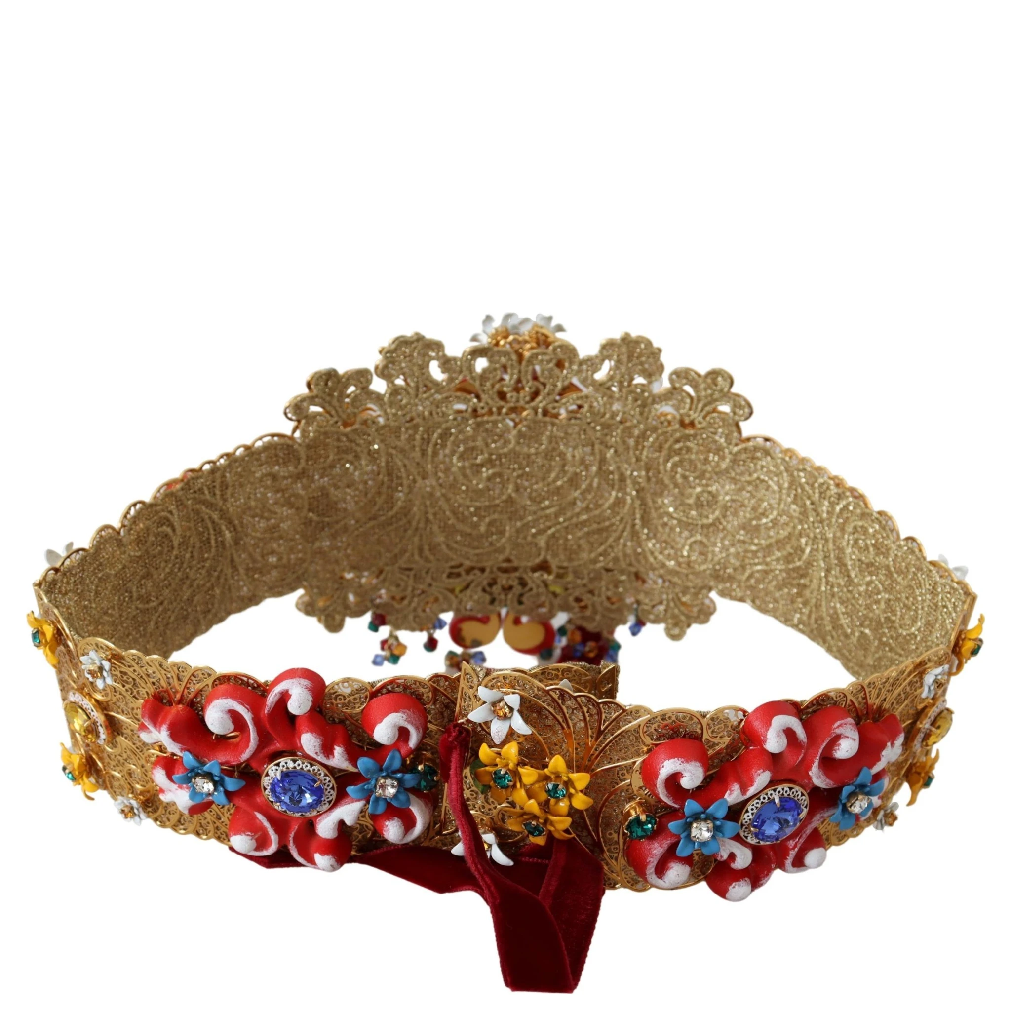 Embellished Floral Crystal Wide Waist Carretto Belt