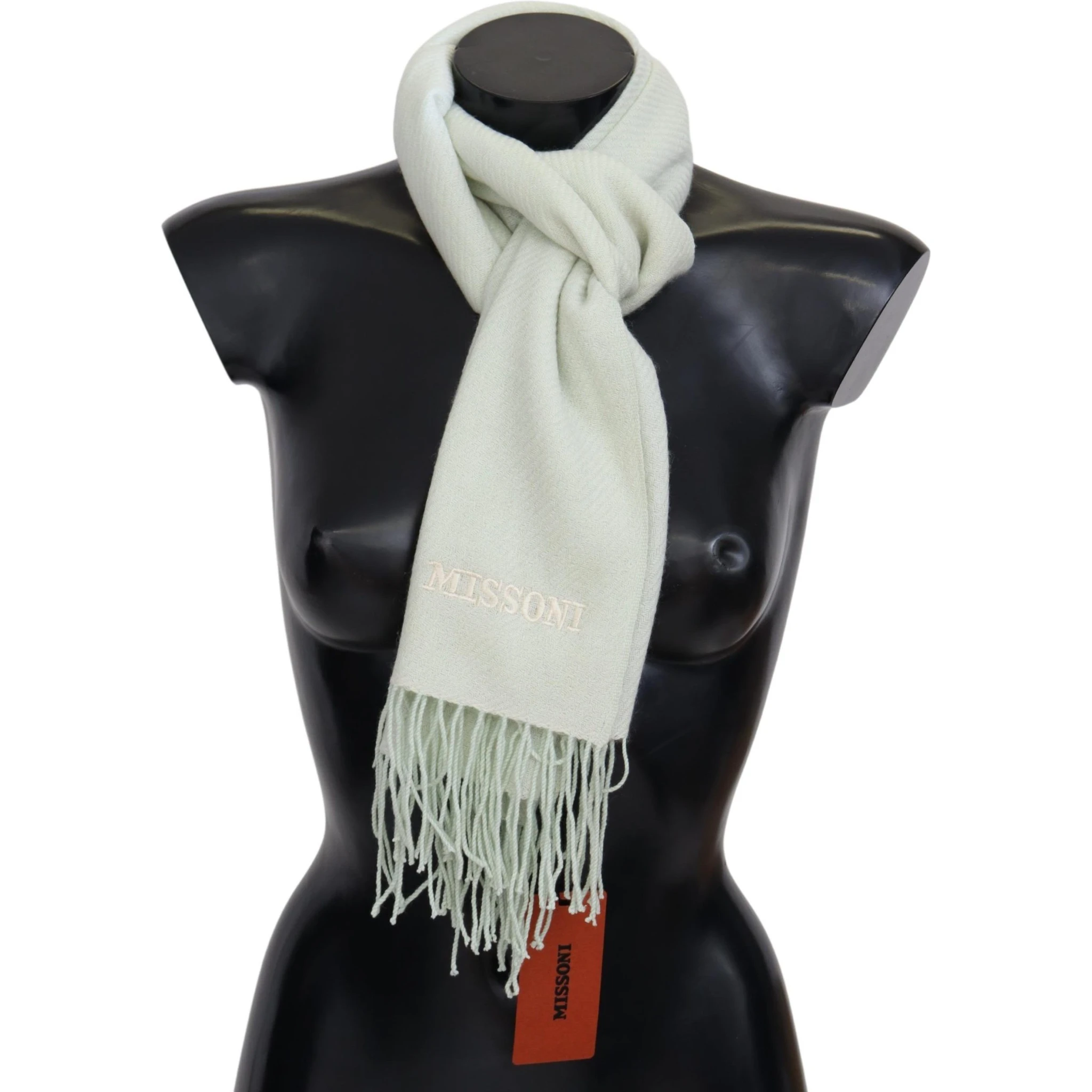 Light Green Pattern Cashmere Unisex Wrap Fringes Scarf