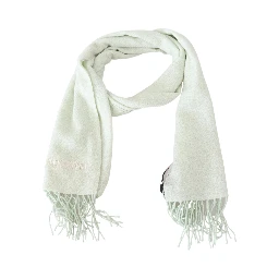 Light Green Pattern Cashmere Unisex Wrap Fringes Scarf