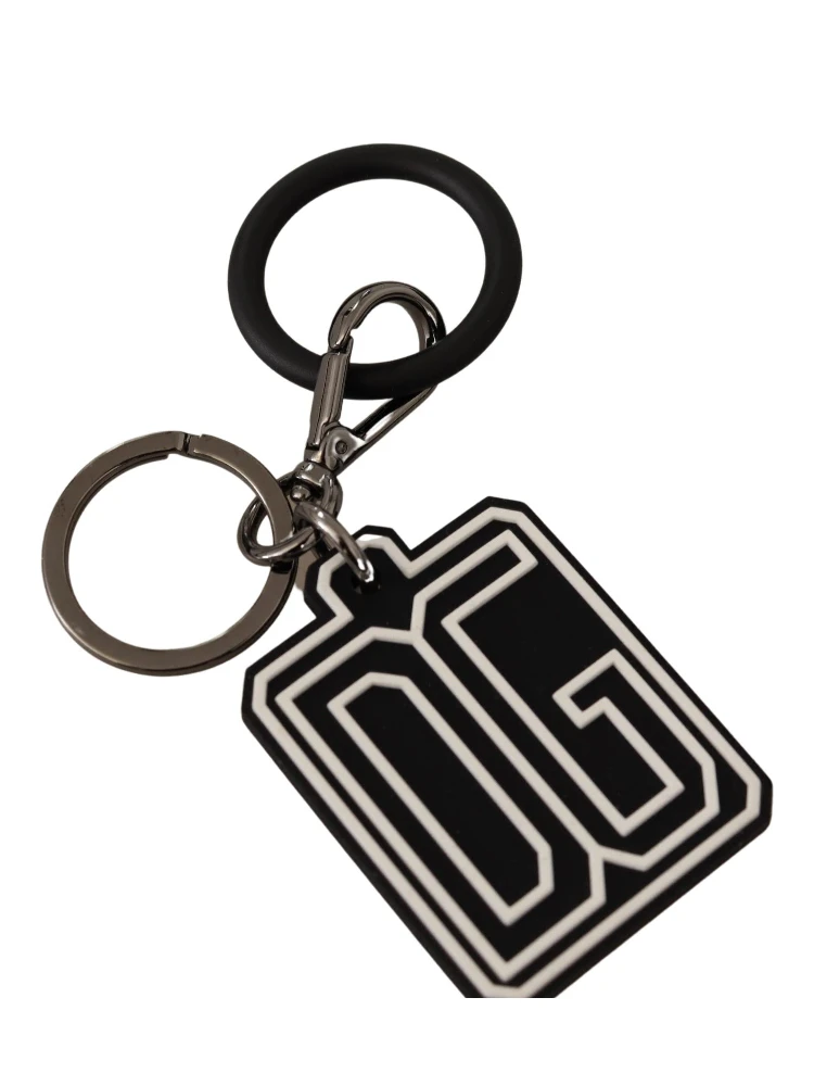 Black White DG Rubber Logo Silver Ring Keychain alternative