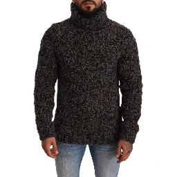 Gray Wool Blend Turtleneck Pullover Sweater