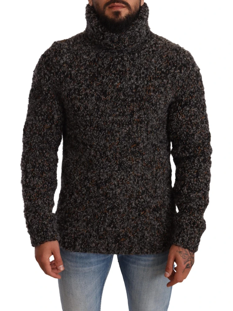 Gray Wool Blend Turtleneck Pullover Sweater