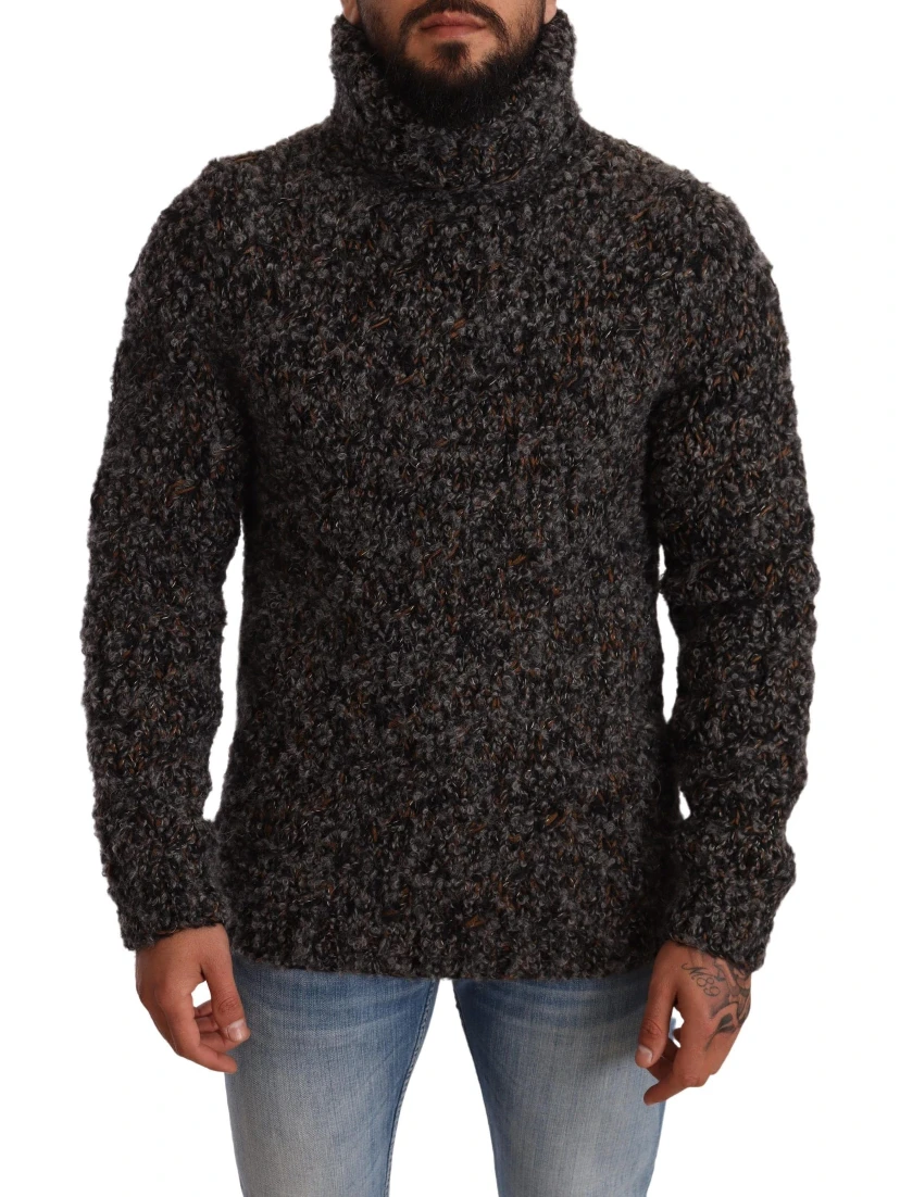 Gray Wool Blend Turtleneck Pullover Sweater